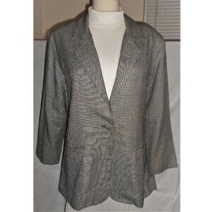 WILLOW RIDGE black/white houndstooth, 2-button 2-pocket padded career blazer. M